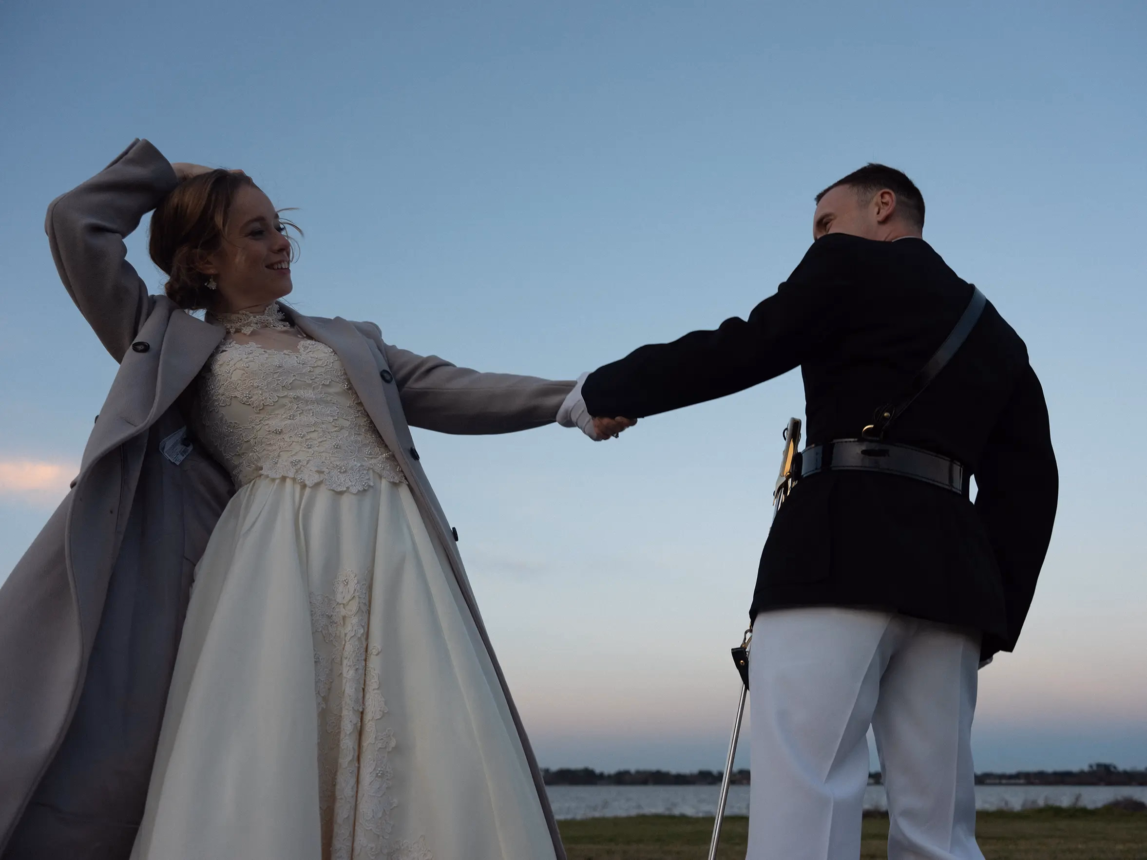 Megan and her partner celebrating their wedding day